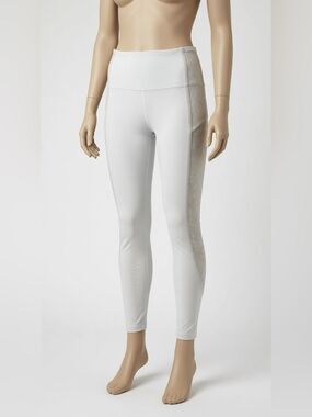 lululemon athletica White High-Waist Leggings with Lace Side Panel Sz 8